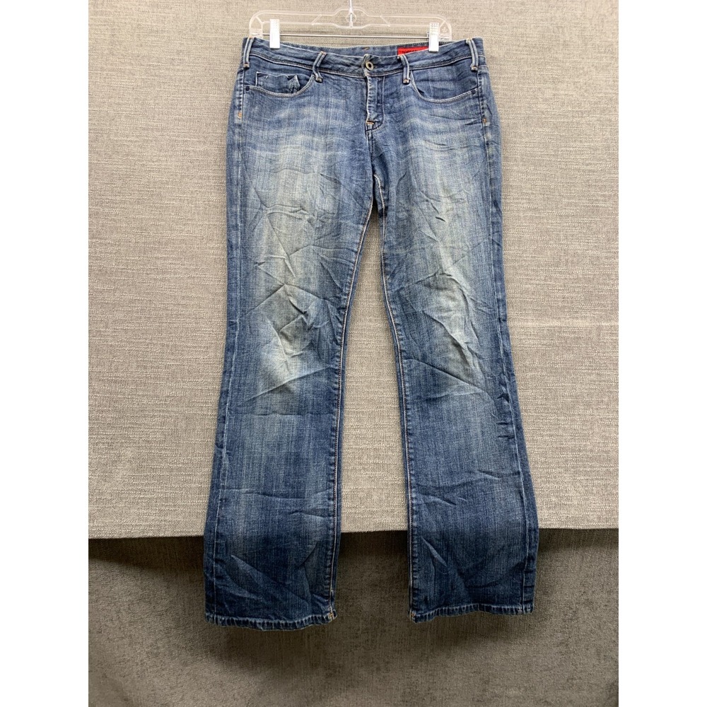 Vigoss Jeans Womens 7/8 29 Blue Denim Cotton Stretch Bootcut Leg Embroidered
